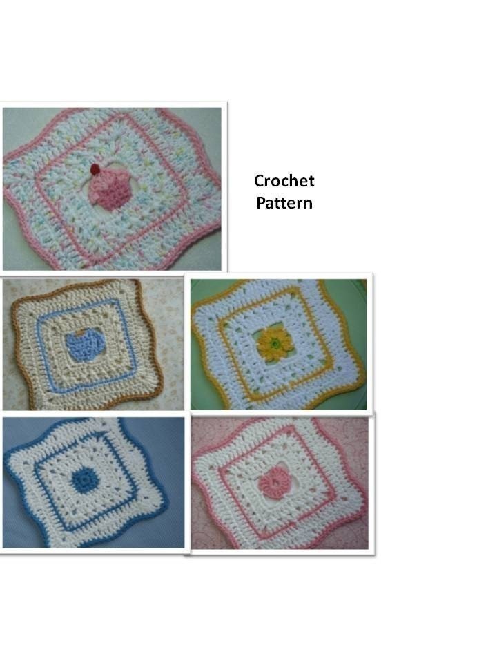 5 Dishcloth Set - Crochet PATTERN - INSTANT DOWNLOAD