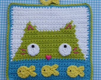 Dinnertime Potholder Crochet PATTERN - INSTANT DOWNLOAD