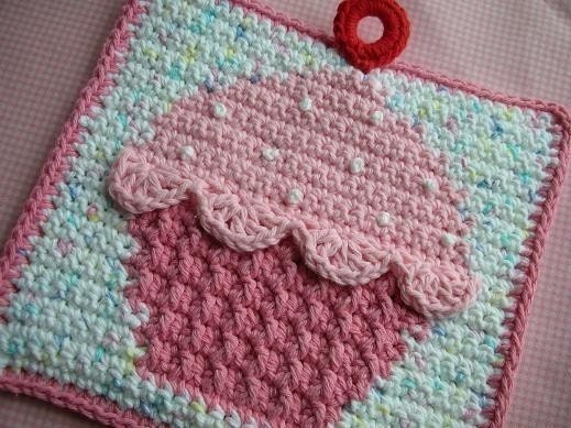 Cupcake Potholder Crochet PATTERN -  INSTANT DOWNLOAD