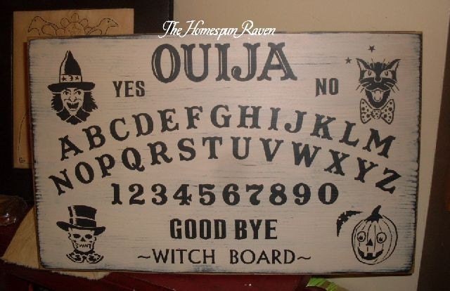 Primitive Vintage Style Witch Ouija Board Handpainted Wood Sign Gameboard Plaque Halloween BRAND NEW DESIGN