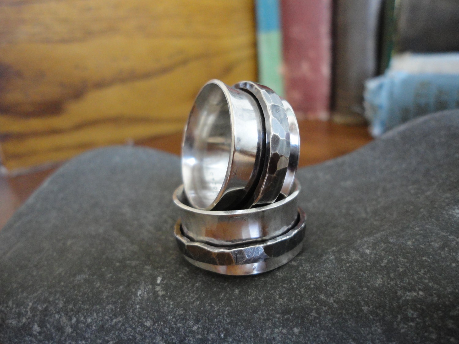 Sterling Silver Spinner Ring with Heavy Oxidized Spinner - Creative Mode