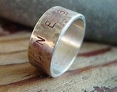 10mm WIDE Band Sterling Silver Sentiment Ring - ANY SIZE - Creative Mode