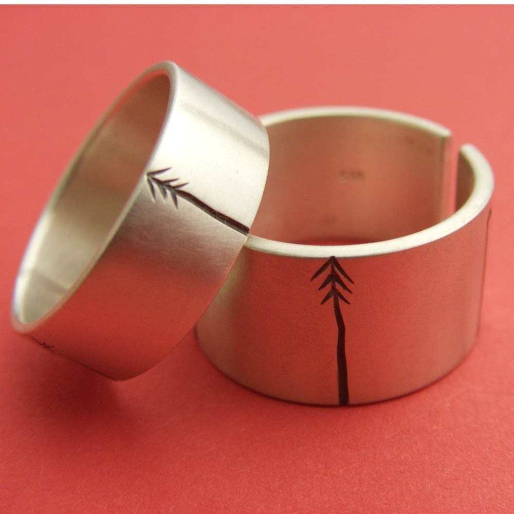Pine Tree/Lancewood Wedding Band Set