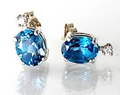 Handmade Stud Earrings Blue Topaz Twinkles