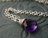 Amethyst Necklace - purple gemstone briolette and sterling silver jewellery
