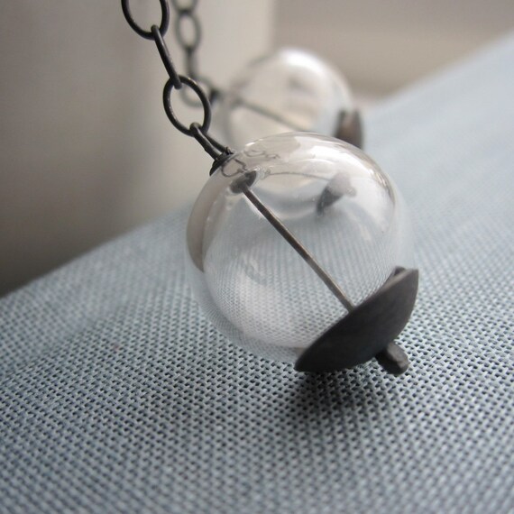 Ice Earrings - hollow glass beads and oxidized silver