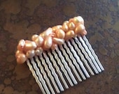 Orange Sherbet Freshwater Pearls Wired Hair Comb