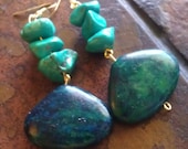 Envy Who Yellow Turquoise and Mexican Turquoise Beaded Dangle earrings