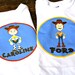 Personalized set of two big or little brother Jessie and Woody toy story inspired tshirts or onesies matching set