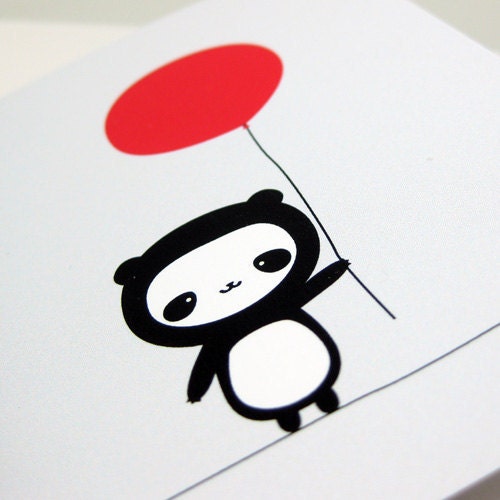 Panda with Red Balloon Pocket Notebook