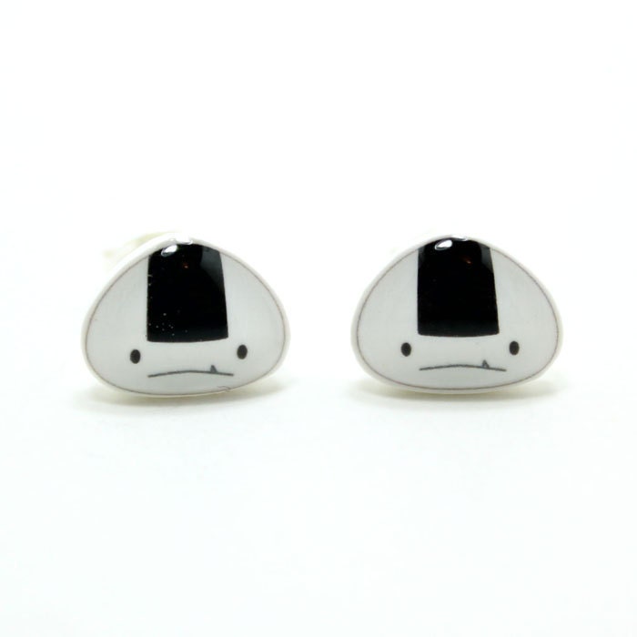 Onigiri Earrings - Sterling Silver Posts Studs Kawaii Cute