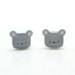 Tiny Grey Mouse Earrings - Gray Sterling Silver Posts Studs Kawaii Cute