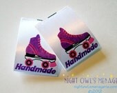 Retro Roller Skate 'Handmade' Design Satin Printed Labels Set of 25