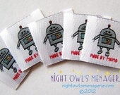Robot set of 25 'Made by Mama' Woven Clothing Labels