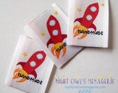 Rocket woven sew on labels set of 25