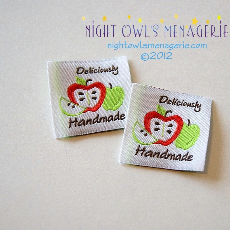 Apples ' Deliciously Handmade' Design set of 25 clothing labels