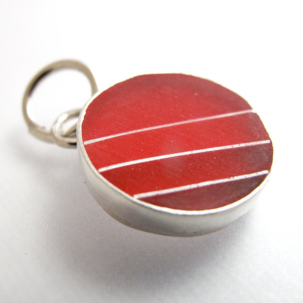 CS8 Graphic Red Resin & Silver Charm by KarlaWheelerDesign