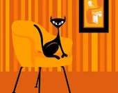 Lamb Cat - Original Limited Edition Modern Print by Kerry Beary - Orange