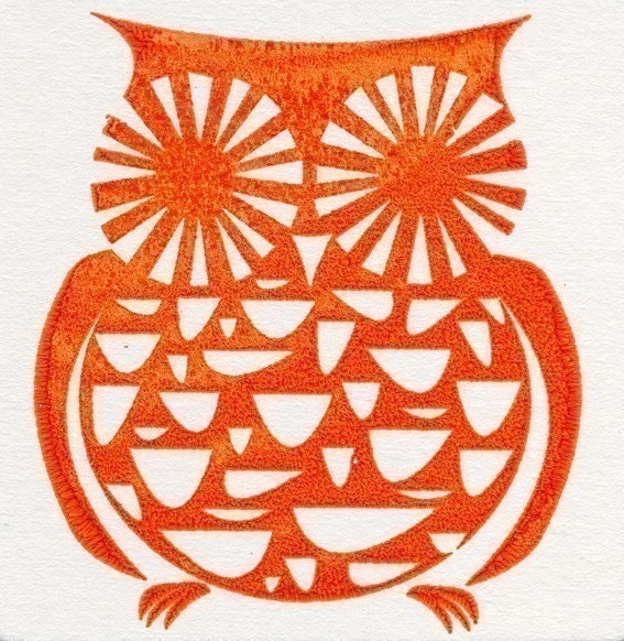 Owl Gocco Print 4 Chipboard Bar and Lounge Coasters - Set No. 4 by Kerry Beary