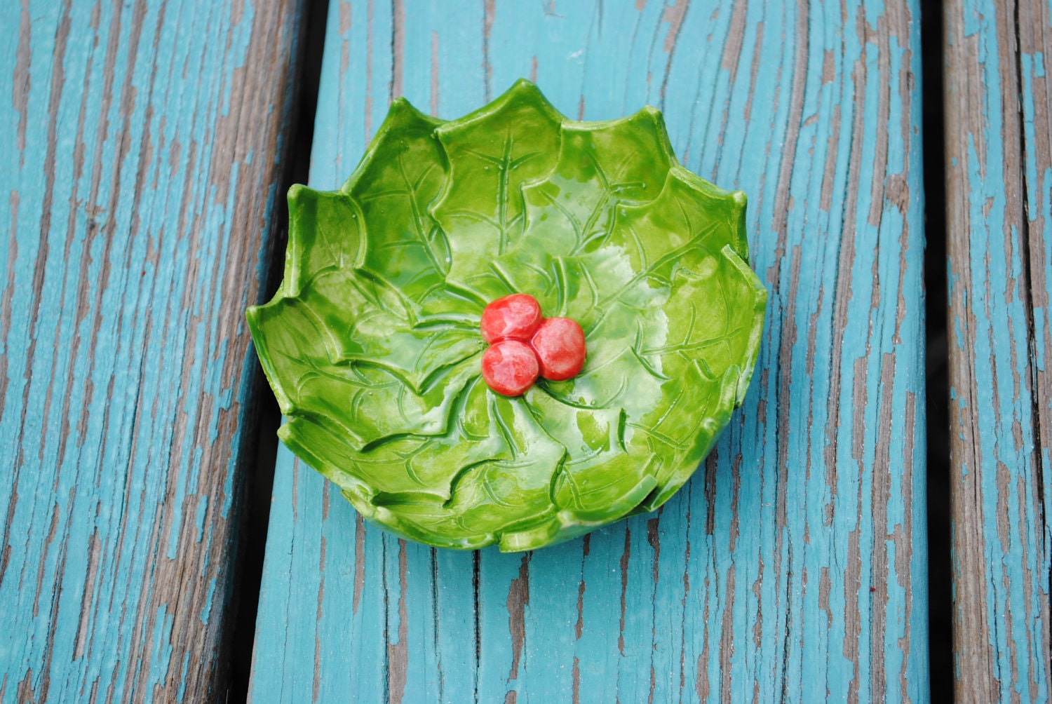 Mini Green Holly Bowl