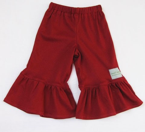 Custom Boutique...Stretch knit ruffle pants....Brick...sizes 2t,3t,4t,5t,6