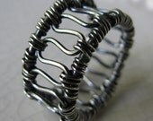 FOREST handwoven sterling silver ring, basketweave ring, wire wrapped jewelry