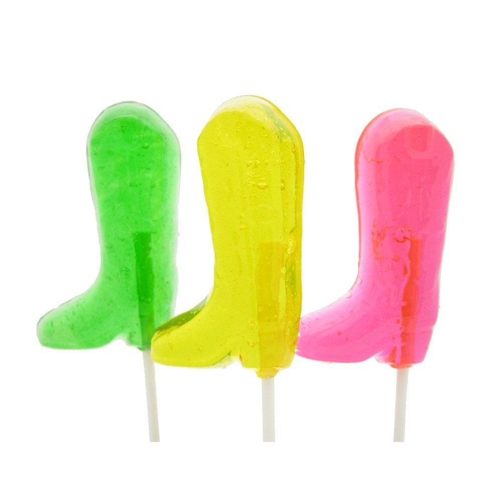 Cowboy Boots Crystal Barley Hard Candy Lollipops - Western Theme