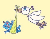 Robo Stork - New Baby Greeting Card