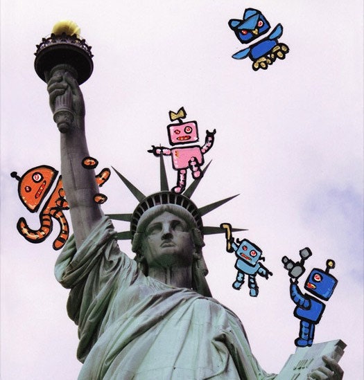 Statue of Liberty Tour Group - 8 x 10 Art Print