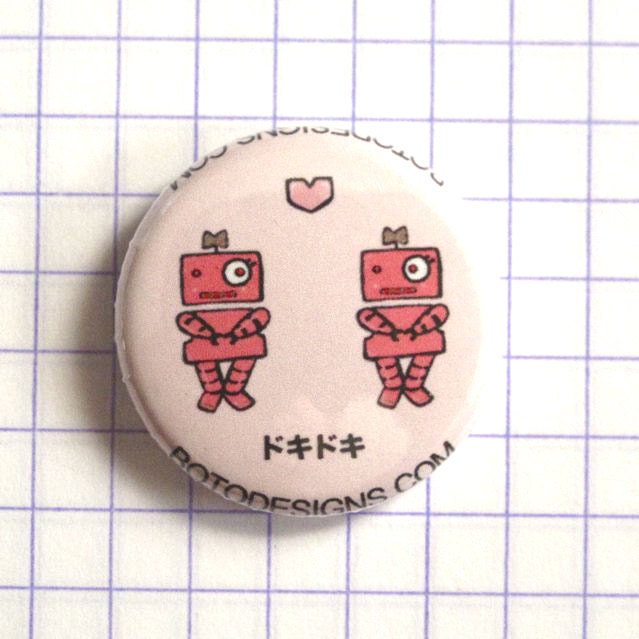 Doki Doki / Girly Love Bots - 1 inch Pinback Button