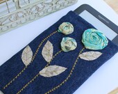 Kindle 3 Sleeve, Kindle Fire  SIREN of the SEA, Padded Holder Ebook Cover,Repurposed Jeans