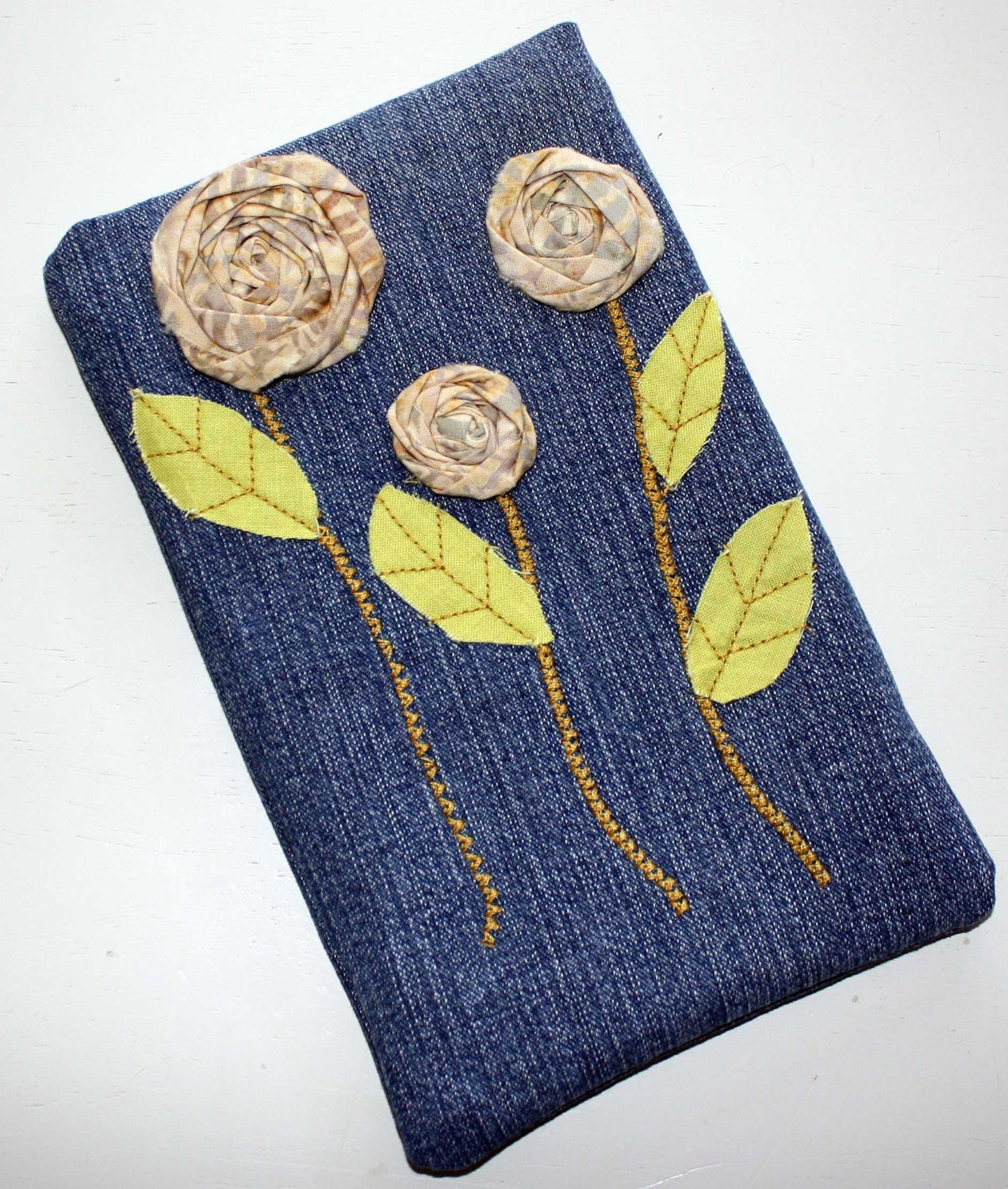 Kindle 3 Sleeve, Kindle Fire  MOJAVE, Padded Holder Ebook Cover,Repurposed Jeans