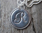 Rustic Silver Necklace Collection - Framed Monogram, silver jewelry, silver necklace, handmade necklace, personalized jewelry