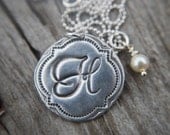 Rustic Silver Necklace Collection - Cameo Monogram