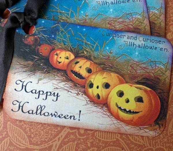 Halloween Pumpkin Row Gift Tags - Set of 3