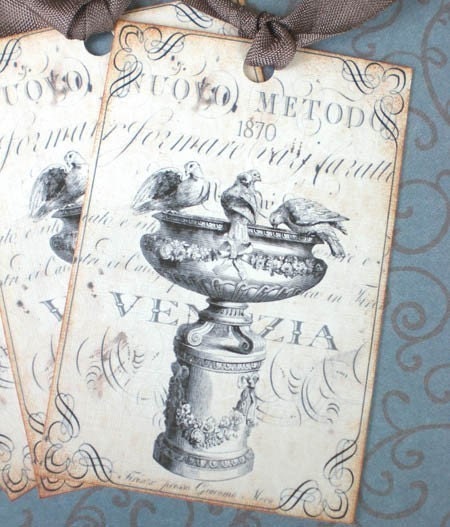Bird Tags - Vintage Birds - Italian Dove Tags -Venetian Birdbath Tags - Set of 3