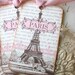 Paris Tags - Vintage French Tags - Eiffel Tower Tags - Paris 1889 Exposition, Pink, Sepia - Set of 4