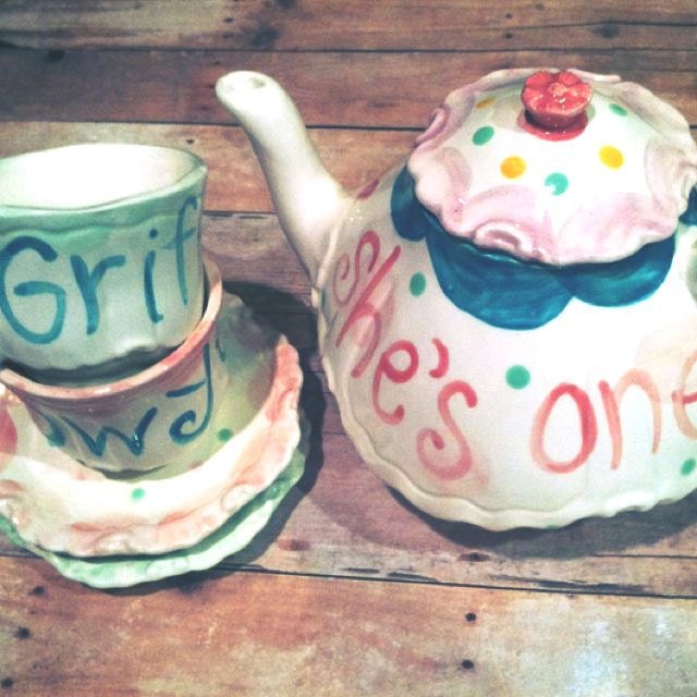 Little Girls Tea Set, Handpainted Custom Personalized Monogrammed