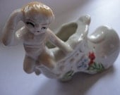 Vintage China Shoe Figurine Red Letter Japan