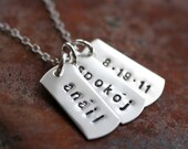 Personalized Vertical Petite Rectangle Necklace - 4 Sterling Silver Charms