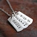 Personalized Vertical Petite Rectangle Necklace - 3 Sterling Silver Charms