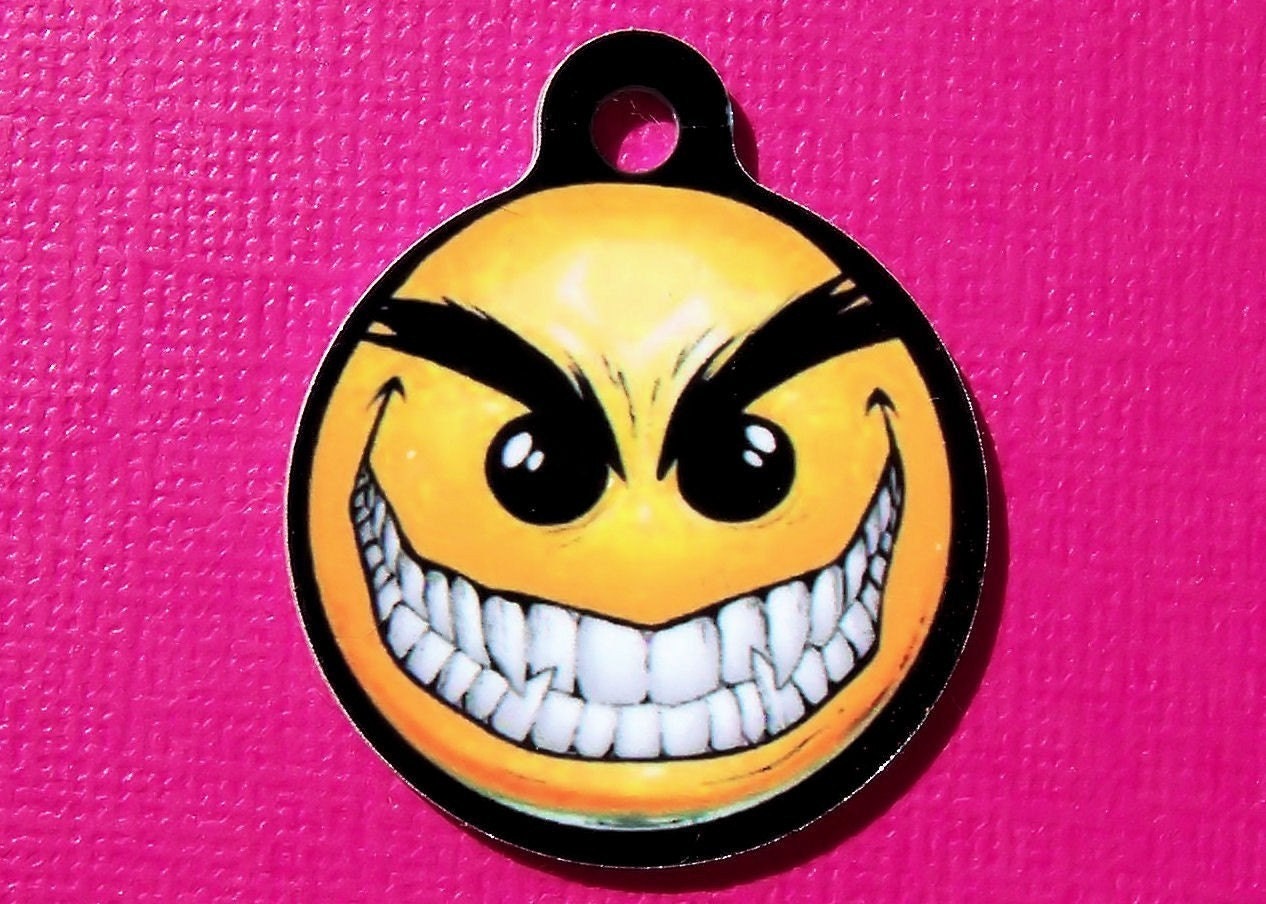 Pet ID Tag - Evil Grin - Metal  - Custom