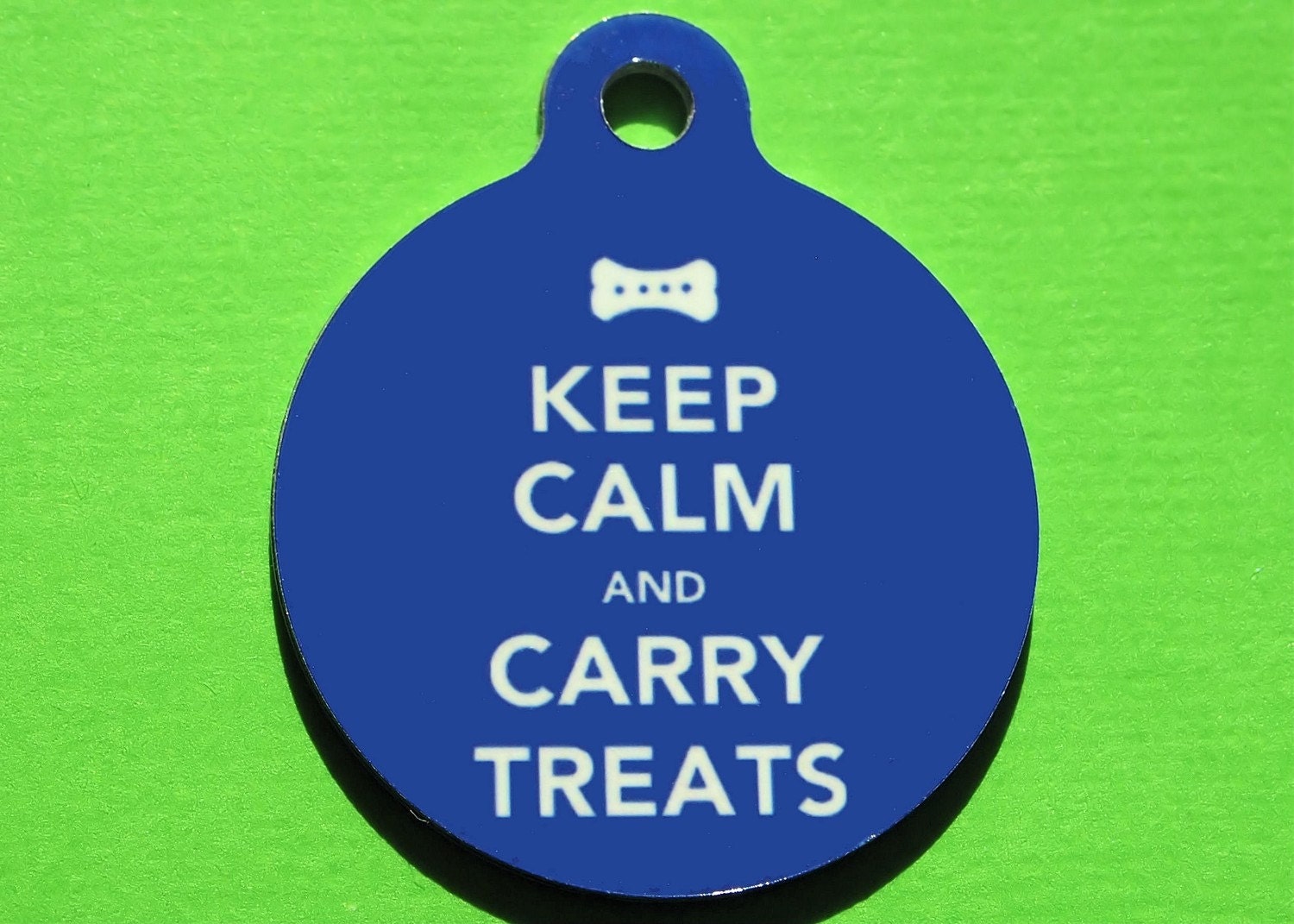 Keep Calm and Carry Treats - Custom Metal Pet ID Tag