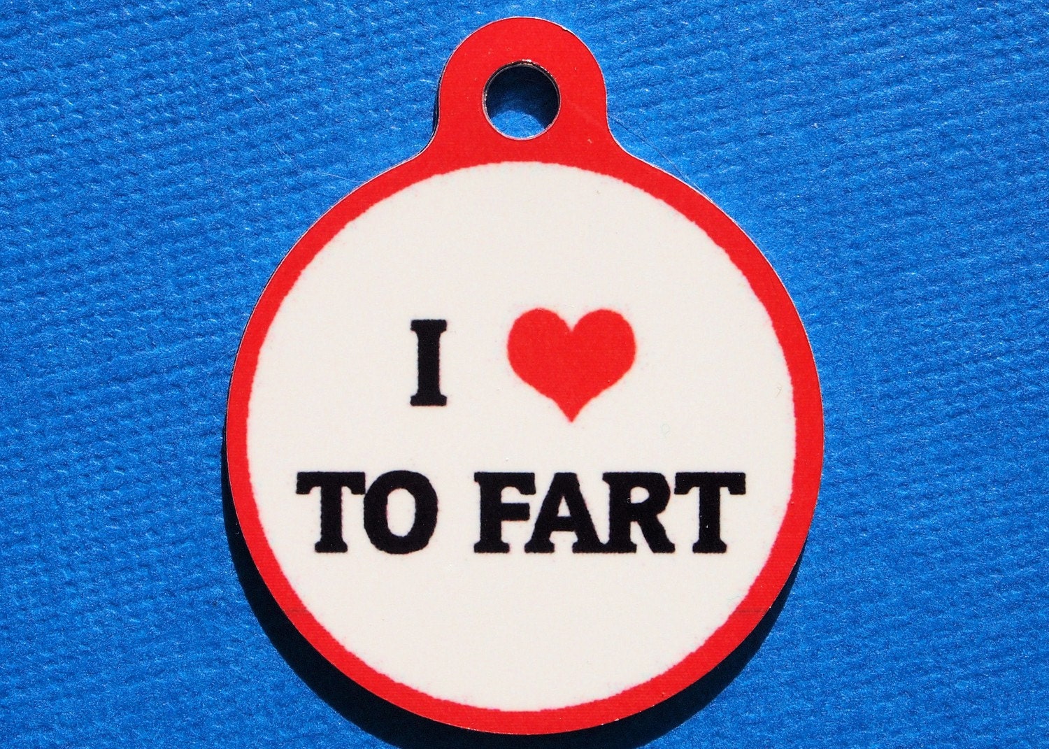 pet id tag - I Heart to Fart - MEDIUM sized- Custom Metal Pet ID Tag