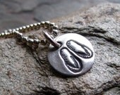 Silver Flip Flop Ankle Bracelet, Beach Jewelry, PMC Fine Silver Charm, Sterling Silver Chain