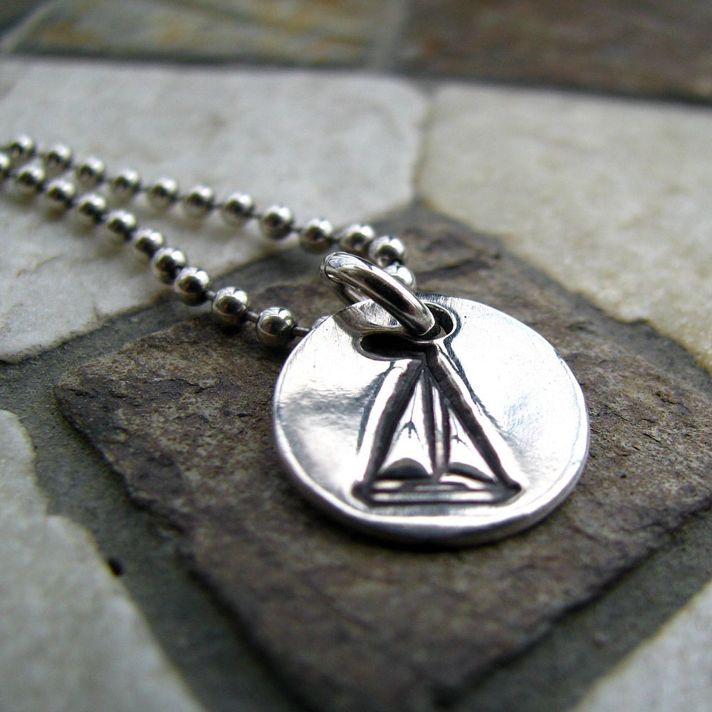 Silver Sailboat Anklet Bracelet, PMC Fine Silver Charm, Sterling Silver Chain, Nautical Jewelry