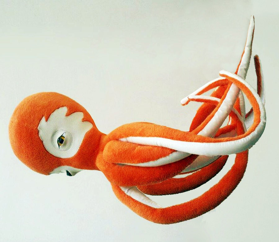 Hanging Plush and Vinyl  Octopus Orange Crush Marvel Inspired
