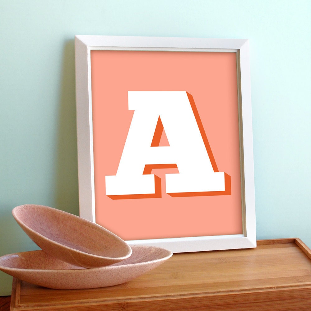 Custom Letter Poster Personalized Print Wall Art Office Poster Nursery Print  Baby Monogram