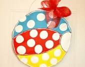 Summer Beach Ball Burlap Door Hanger Decoration Personalized Hand Painted