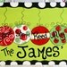 Christmas Ornament Painting on Canvas Hand Painted Art Door Hanger Personalized